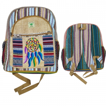 KIB-1745-DC Hemp Cotton Embroidery Backpack 17 inch