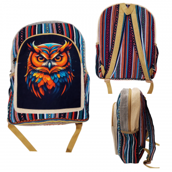 KIB-1745-OWL Hemp Cotton Owl Backpack