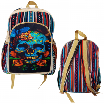 KIB-1745-SS  Hemp Cotton Sugar Skull Backpack