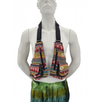 KIF-1749-J Cotton Jacquard Vest Fanny pack 