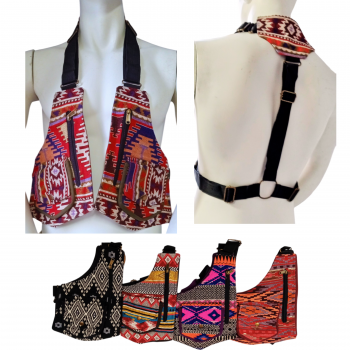 KIF-1749-J Cotton Jacquard Vest Fanny pack 