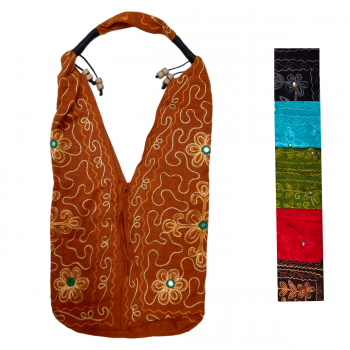 SB-26 Cotton embroidery hobo bag with ties