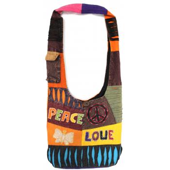 KIB-1824 Cotton Peace Love Hobo Bag