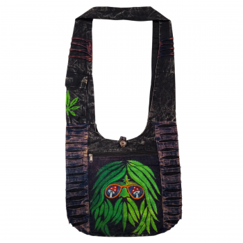 KIB-26-LF Cotton Hobo Bag with leaf-inspired artwork