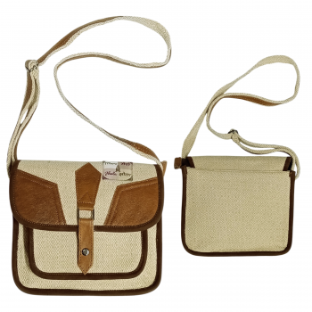 KSE-04A Cotton Hemp bags with leather trims
