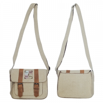 KSE-06A Cotton Hemp bags with leather trims