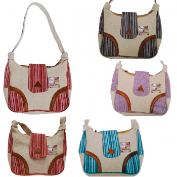 KSE-07 Cotton Hemp bags with leather trims
