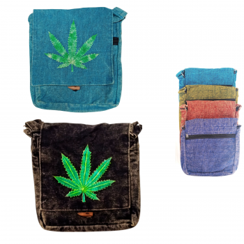 NSB-274-LEAF Cotton Emb Shoulder Bags