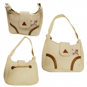 KSE-07-A Cotton Hemp Bag with Leather Trim