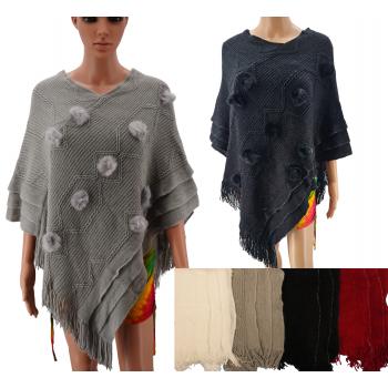CNP-1 Acraylic Pom Pom Poncho