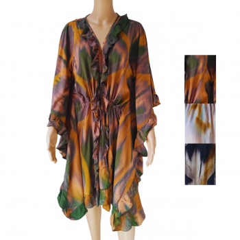 BU-558 Rayon Batik Frill Dress
