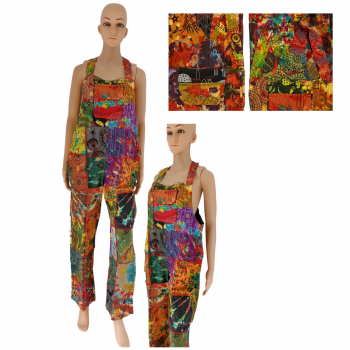 KN-236-P Cotton Patchwotk Tie Dyed Overall