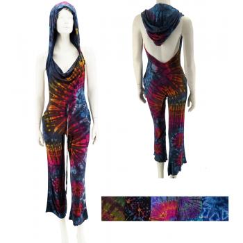 PAE-55 Rayon Knit Tie-dyed Overall with pockets