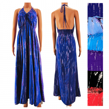 PAT-202A Rayon Tiedye Halter Long Dress