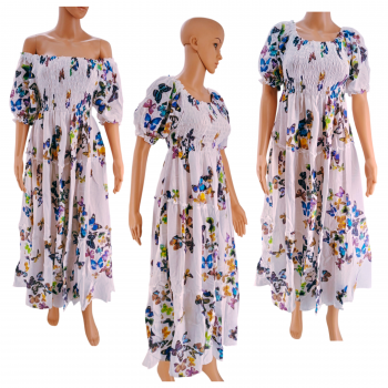 Sanga-07-A Cotton Butterfly Printed Dress