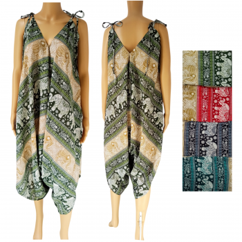 TW-6929 Rayon Elephant Print Jumpsuit