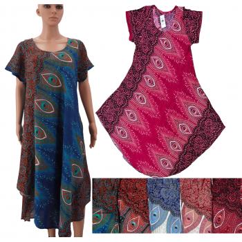 TW-6940 Rayon Printed Dress with Short Sleeves