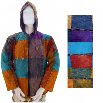 KIJ-31 Heavy Cotton Patchwork Washed Hoodie