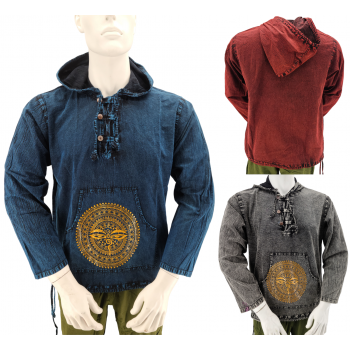 KN38 Cotton Stonewash Mandala Print Hoodie