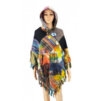 TD-PAN-01 Mix Fabric Tie-dye Poncho