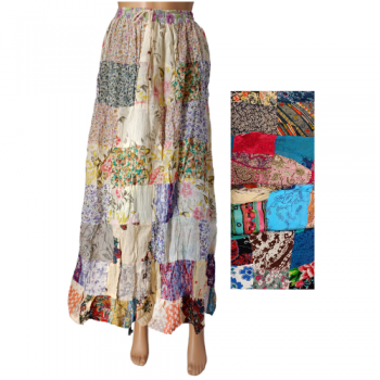 KI-102-PW Cotton Patchwork Rag Skirts