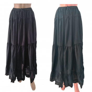 KI-104-BLACK Cotton Long Skirt