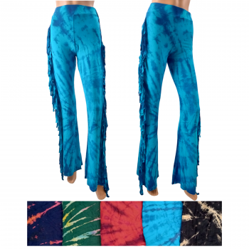 KK-29-T Rayon Tie Dyed Pants with Fringes