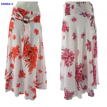 SANGA-4 Cotton Flower Printed Coconut Button Skirt