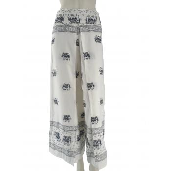 SANGA-6 Cotton Elephant Print Wrap Pants