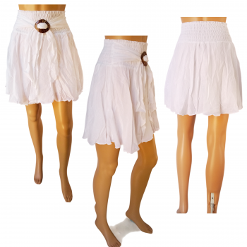 SANGA-3-B Cotton Coconut Button Mini Skirt