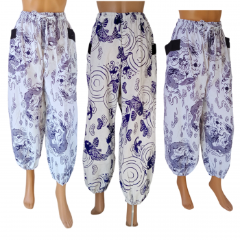 TH-11-A Cotton White Pant with Prints