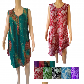 SANGA-10-A Printed Rayon Umbrella Dress Freesize