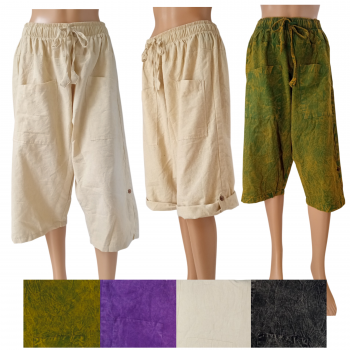 KIG-34 Cotton linen 3/4 yoga shorts