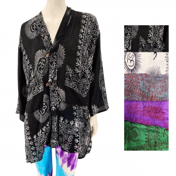 199-R Rayon OM Print Kimono