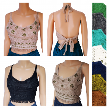 3101 Rayon Stonewash Halter Top