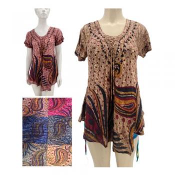 R-570 Rayon Batik Shortsleeve Top