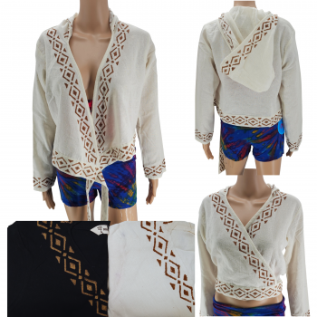 RCM-0044 Finer Cotton Tie Hoodie  Top
