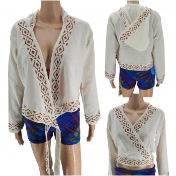 RCM-0044 Finer Cotton Tie Hoodie  Top