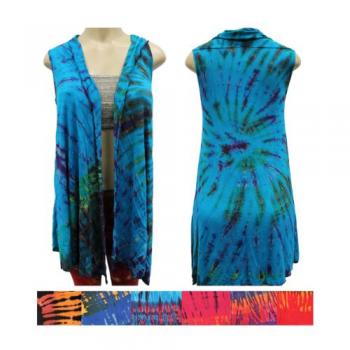 SP-3026 Rayon Knit Tiedye Sleeveless Cardigan