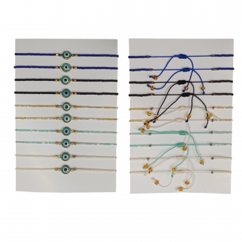 EEB-11 Evil eye and Glass Beads set of 10 Bracelets