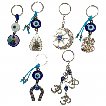 EEKR-1 Yoga Theme Evil Eye Key Chains different style (pack of 12)