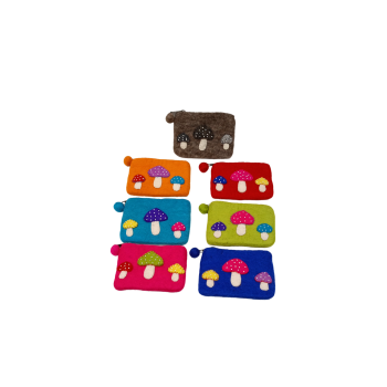 Feltcoin-4 Wool Felted Coin Purses with Mushrooms