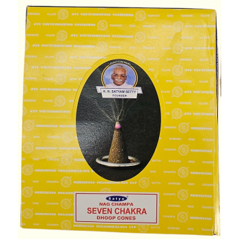 KINC-3 7 Chakra Cone Incense Pack of 12x12  Cone