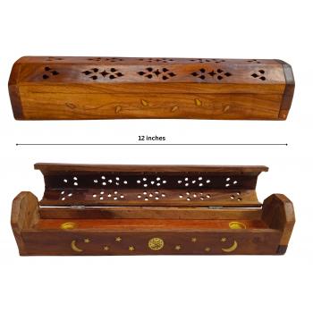 KINS-47A Wood Coffin & chakra Incense Burner with Incense