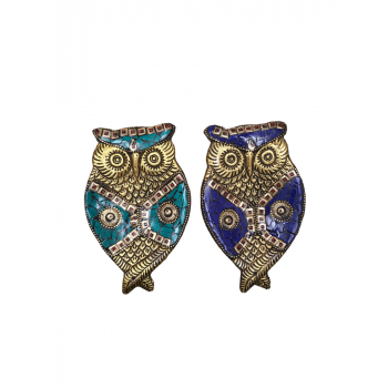 KINS-57 Metal Inlayed Owl Incense Burner