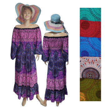 JI-D-01 Printed Rayon FS Long Maxi Dress