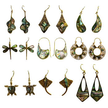 AB1 Assorted Abalone Brass Earrings (Dozen)