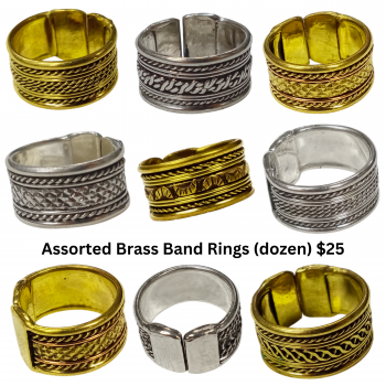Band-1 Assorted Brass Band Rings (dozen)