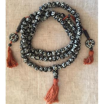 Mala-13B Bone print mala black 8mm