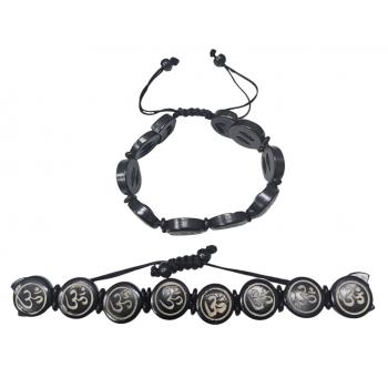 BR-21 Yak Bone Om carved Bracelets